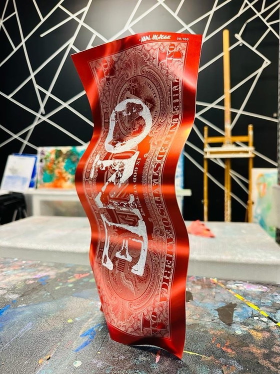 Image 1 of Sculpture Aluminium - Karl Lagasse - One Dollar Rosso Bianco