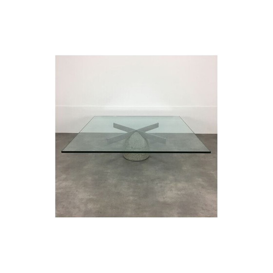 Image 1 of Table basse vintage paracarro en verre cristal par Giovanni Offredi pour Saporiti, Italie 1970