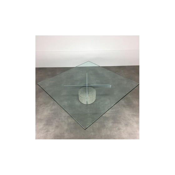 Image 1 of Table basse vintage paracarro en verre cristal par Giovanni Offredi pour Saporiti, Italie 1970