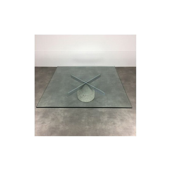 Image 1 of Table basse vintage paracarro en verre cristal par Giovanni Offredi pour Saporiti, Italie 1970