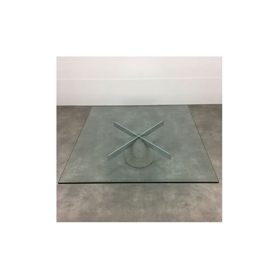 Image 1 of Table basse vintage paracarro en verre cristal par Giovanni Offredi pour Saporiti, Italie 1970