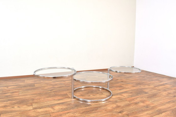 Image 1 of Table basse pivotante en chrome, style Milo Baughman, 1970S