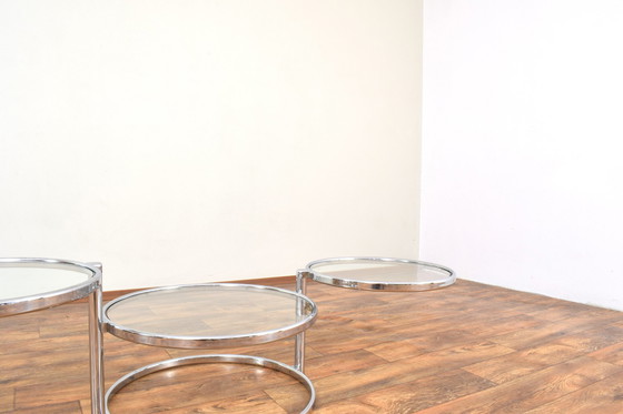 Image 1 of Table basse pivotante en chrome, style Milo Baughman, 1970S