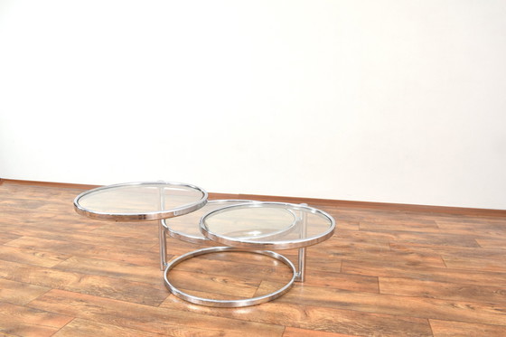 Image 1 of Table basse pivotante en chrome, style Milo Baughman, 1970S