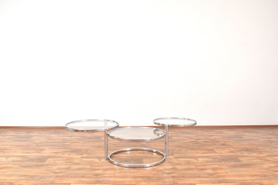 Image 1 of Table basse pivotante en chrome, style Milo Baughman, 1970S