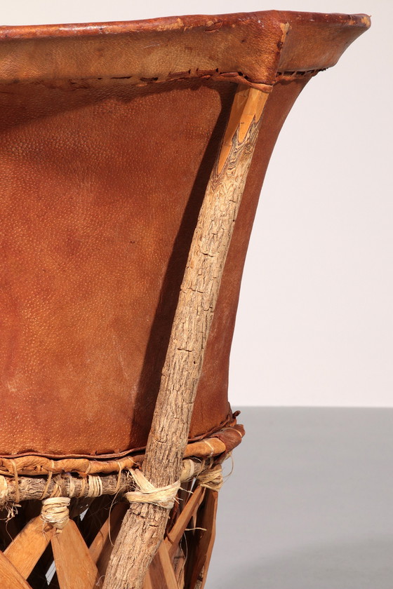Image 1 of Art populaire Equipale Chaise en cuir d'autruche Mexique 1970