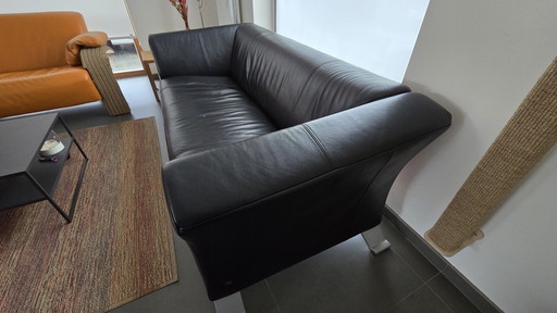 Rolf Benz 322 Club Sofa 3 places Canapé design en cuir noir