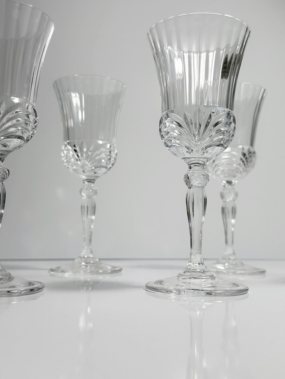 Image 1 of 5X Verres à vin italiens en cristal Décor coquillage 80Er