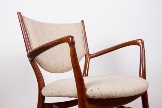 Image 1 of Fauteuil Danois En Teck Et Tissu Modèle Bo-72 Par Finn Jhul Pour Bovirke 1946.