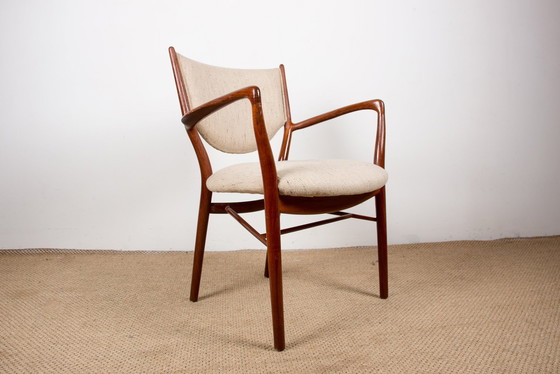 Image 1 of Fauteuil Danois En Teck Et Tissu Modèle Bo-72 Par Finn Jhul Pour Bovirke 1946.