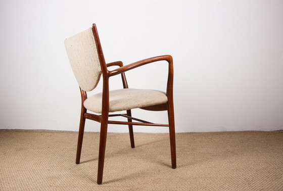 Image 1 of Fauteuil Danois En Teck Et Tissu Modèle Bo-72 Par Finn Jhul Pour Bovirke 1946.