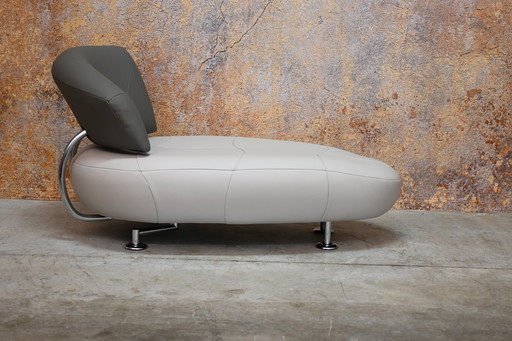 Chaise longue Leolux Kikko en cuir nouvellement tapissée