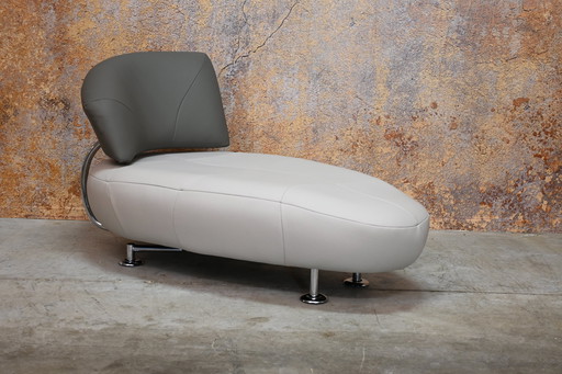 Chaise longue Leolux Kikko en cuir nouvellement tapissée