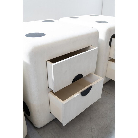 Image 1 of Ensemble de 3 cubes dado vintage en bois de hêtre avec roues et deux tiroirs, Italie 1980