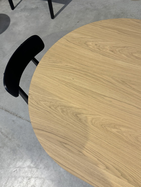 Image 1 of Table de salle à manger en bois 220X90 Cm - Bois Naturel Avec Base Crème