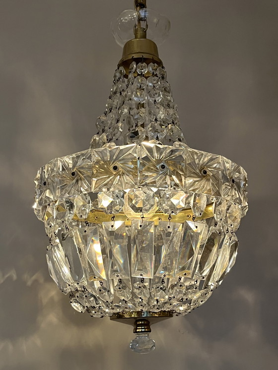 Image 1 of Lustre de poche en cristal Vintage Lampe pendante Lustre