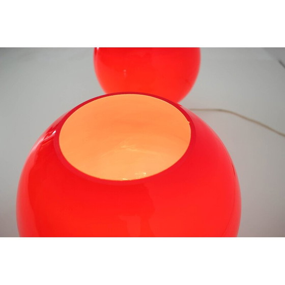 Image 1 of Paire de lampes de table 60w en verre rouge par Stepan Tabery 1960