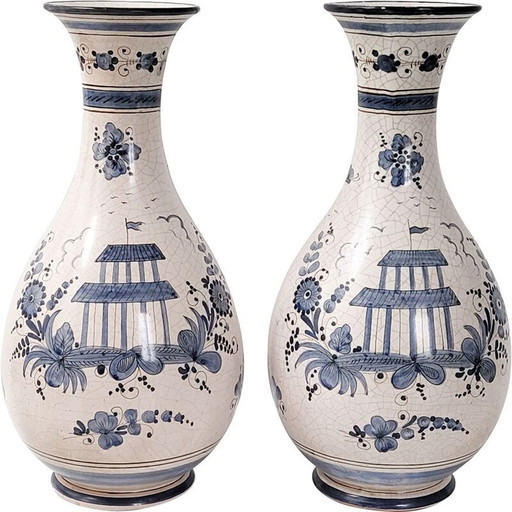 Paire de vases vintage de Maioliche Deruta, 1950