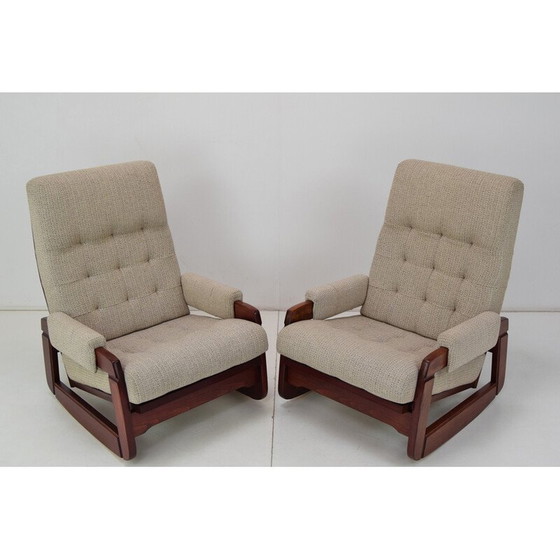Image 1 of Paire de fauteuils à bascule en bois du milieu du siècle, Tchécoslovaquie 1980