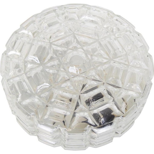 Plafonnier en verre et métal du milieu du siècle, Tchécoslovaquie, années 1970