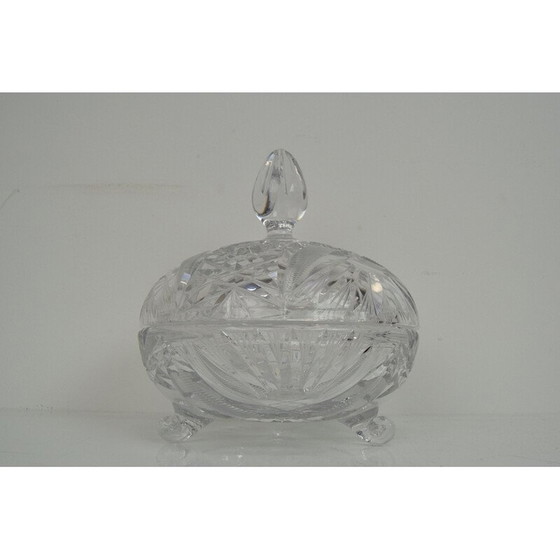 Image 1 of Jarre vintage en verre taillé, Tchécoslovaquie 1960