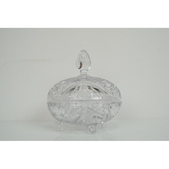 Image 1 of Jarre vintage en verre taillé, Tchécoslovaquie 1960