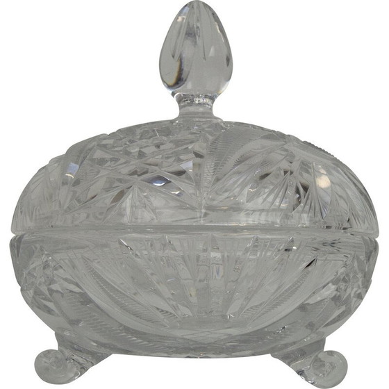 Image 1 of Jarre vintage en verre taillé, Tchécoslovaquie 1960