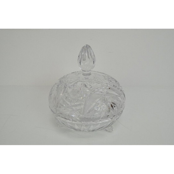 Image 1 of Jarre vintage en verre taillé, Tchécoslovaquie 1960