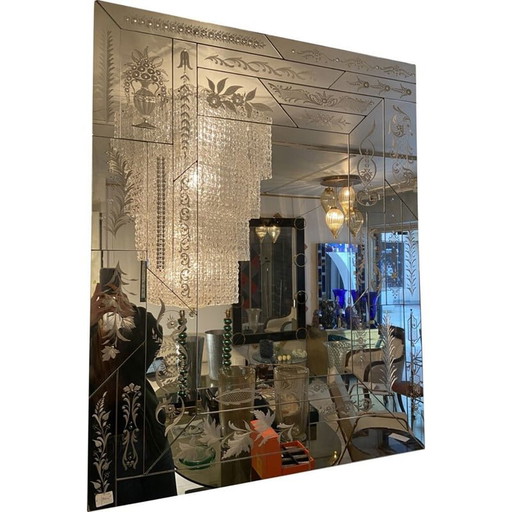 Miroir vintage gravé Murano, 1970