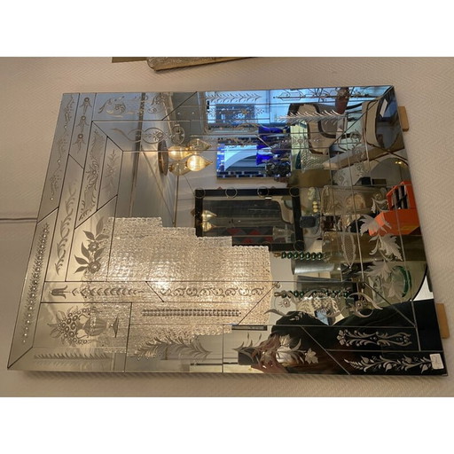 Miroir vintage gravé Murano, 1970