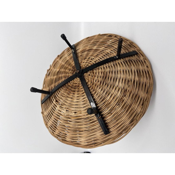 Image 1 of Panier vintage en osier et métal noir, 1950