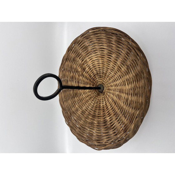 Image 1 of Panier vintage en osier et métal noir, 1950