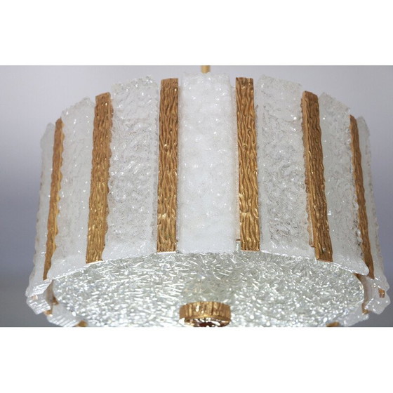 Image 1 of Lustre vintage en verre doré et dépoli de Kalmar Franken Kg, Autriche 1960