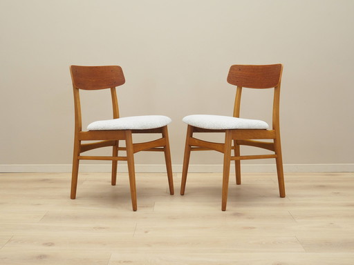 Ensemble de deux chaises en hêtre, design danois, années 1960, fabrication : Danemark