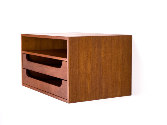 Image 1 of Teak Wall Hanging Bedside Table, 1960S