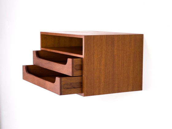 Image 1 of Teak Wall Hanging Bedside Table, 1960S