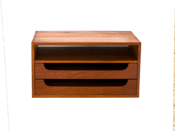 Image 1 of Teak Wall Hanging Bedside Table, 1960S