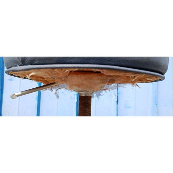 Image 1 of Tabouret d'atelier vintage en cuir bleu
