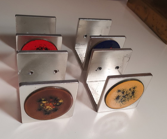 Image 1 of Four Vintage Retro Coat Hooks Or Handles