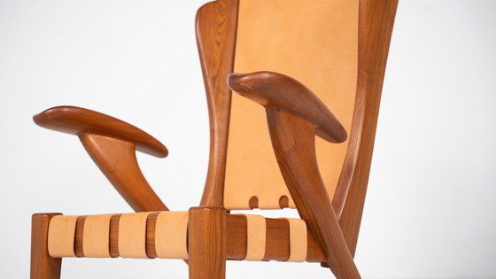Image 1 of Mid Century Paire de fauteuils à dossier haut par Guglielmo Pecorini, Italie, 1930S - Cuir neuf