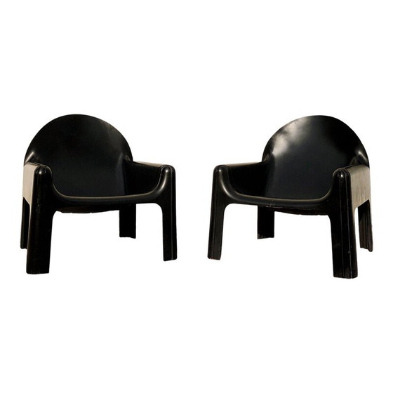 Image 1 of Paire de chaises longues Black Model 4794 par Gae Aulenti pour Kartell, italien, années 1970