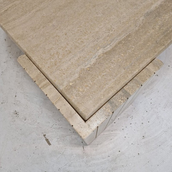 Image 1 of Table basse vintage en travertin, Italie 1980