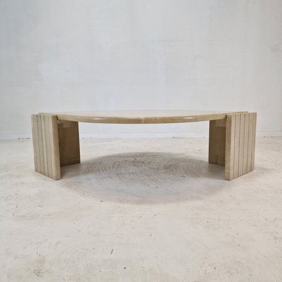 Image 1 of Table basse vintage en travertin, Italie 1980