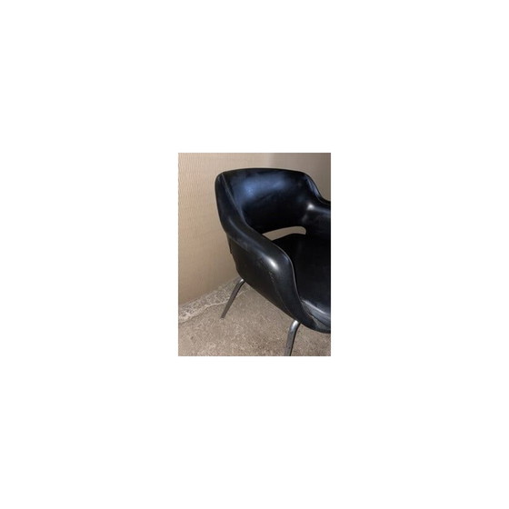 Image 1 of Fauteuil vintage en cuir noir par Eero Saarien pour Cassina