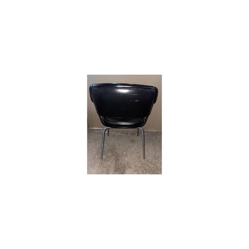 Fauteuil vintage en cuir noir par Eero Saarien pour Cassina