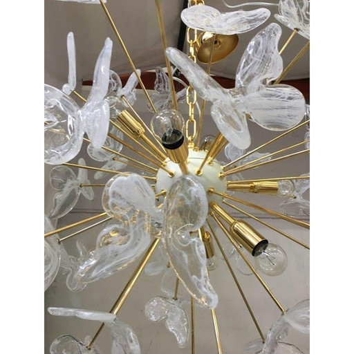 Lustre Vintage Sputnik en verre blanc