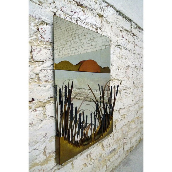 Image 1 of Miroir vintage en cuivre et laiton par Daniel D'Haeseleer, 1970