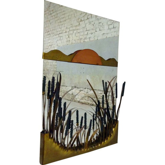 Image 1 of Miroir vintage en cuivre et laiton par Daniel D'Haeseleer, 1970