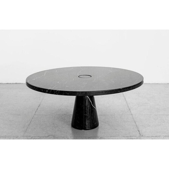 Image 1 of Table de salle à manger ronde en marbre Eros Nero Marquina par Angelo Mangiarotti, Italie, années 1970