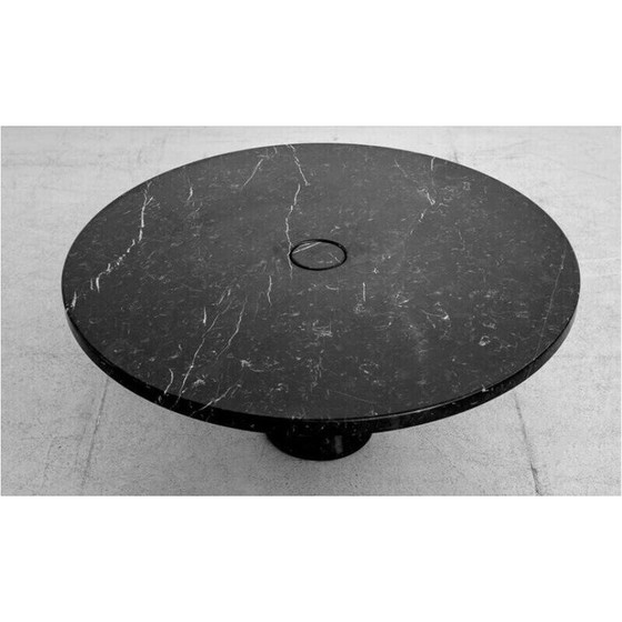 Image 1 of Table de salle à manger ronde en marbre Eros Nero Marquina par Angelo Mangiarotti, Italie, années 1970